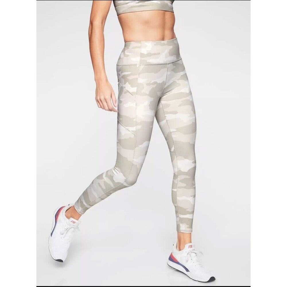 Athleta Womens Camo Contender 7/8 Tight leggings White Beige Size XS - Picture 2 of 13